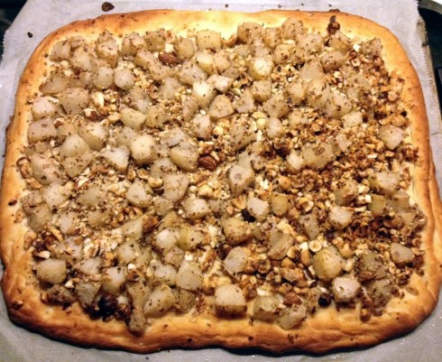 Zoete pizza met peer